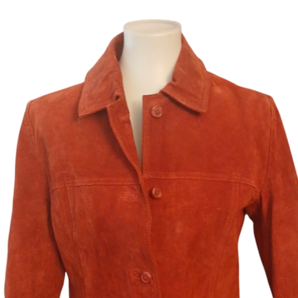 Jacklym Smith Genuine Suede Red Leather Button Down Jacket Size Small - Picture 7 of 11